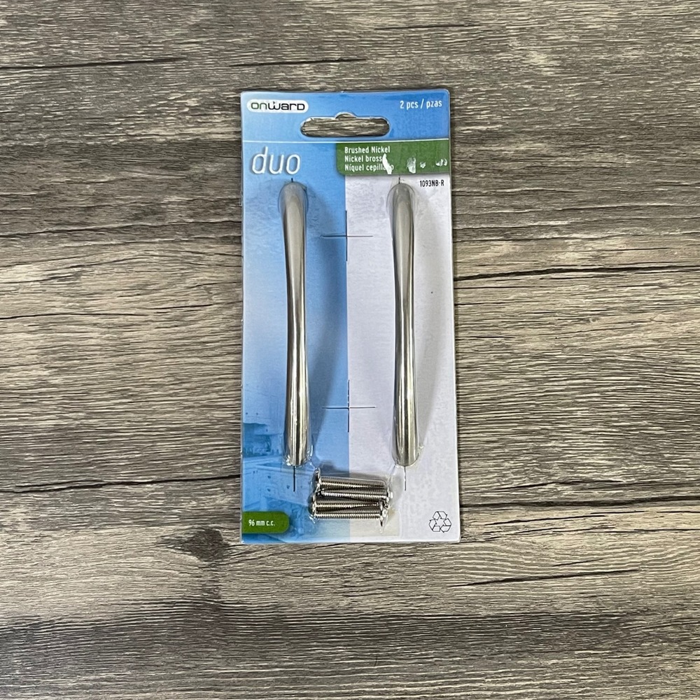 Onward Duo Cabinet Pulls 2 Pack‎ Brushed Nickel 96mm Center 1093NB-R Hardware